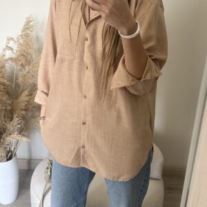 شومیز لینن صوفیا کرم تیره کد_762