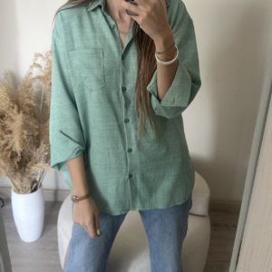 شومیز لینن صوفیا سبز کد_761