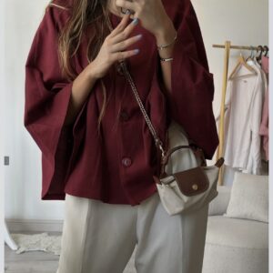 شنل لینن  زرشکی کد_802