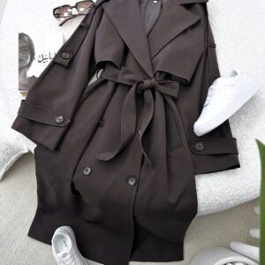 بارانی شنل دار بلند قهوه ای کد_912