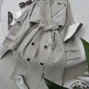 بارانی شنل دار بلند طوسی کد_915