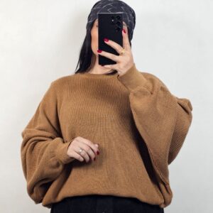 بلوز بافت استین ازاد نیلز شتری کد_986