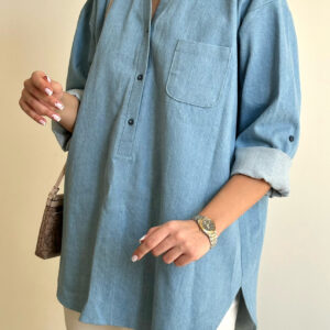 شومیز جین ابی روشن کد_1041