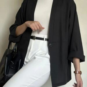 کت لینن کنفی مشکی کد_1065