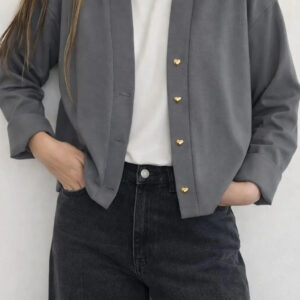 کت cozy بهاری طوسی کد_1068