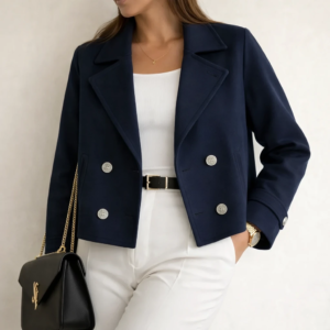 کت crop بهاره سورمه ای کد_11013