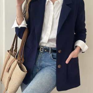 کت لینن nighty blue کد_11041