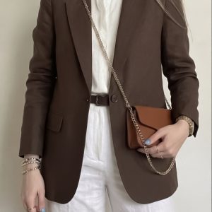 کت لینن nills قهوه ای کد_2051