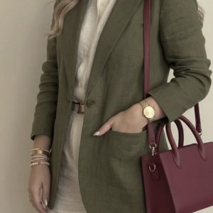 کت لینن سبز لجنی کد_2063